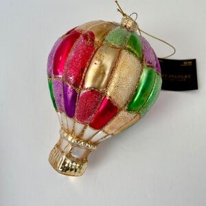 Hot Air Balloon Christmas Holiday Glass Ornament New